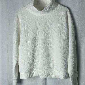 Workshop Republic Clothing Quilted Soft Ivory Textured Cowl Neck Sweater